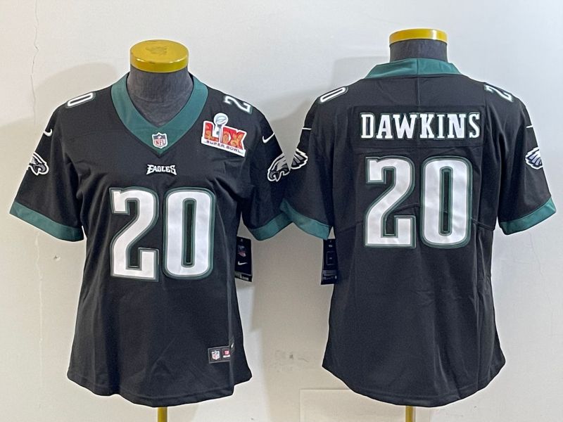 Women Philadelphia Eagles #20 Dawkins Black 2025 Nike Vapor Limited NFL Jersey style 2